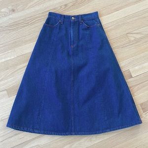 B Sides Simone Midi Skirt in Indigo Rinse Denim